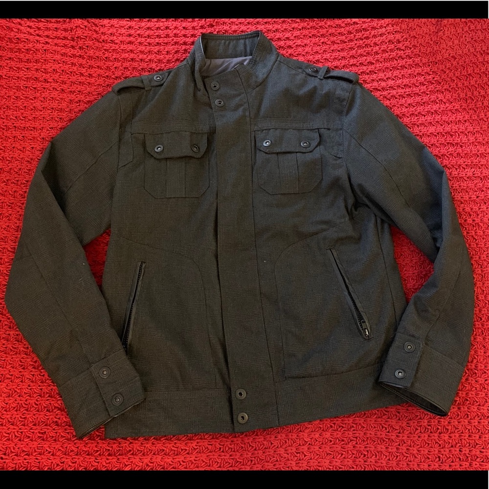 Men’s Urban Behavior Dark Plaid Biker Jacket